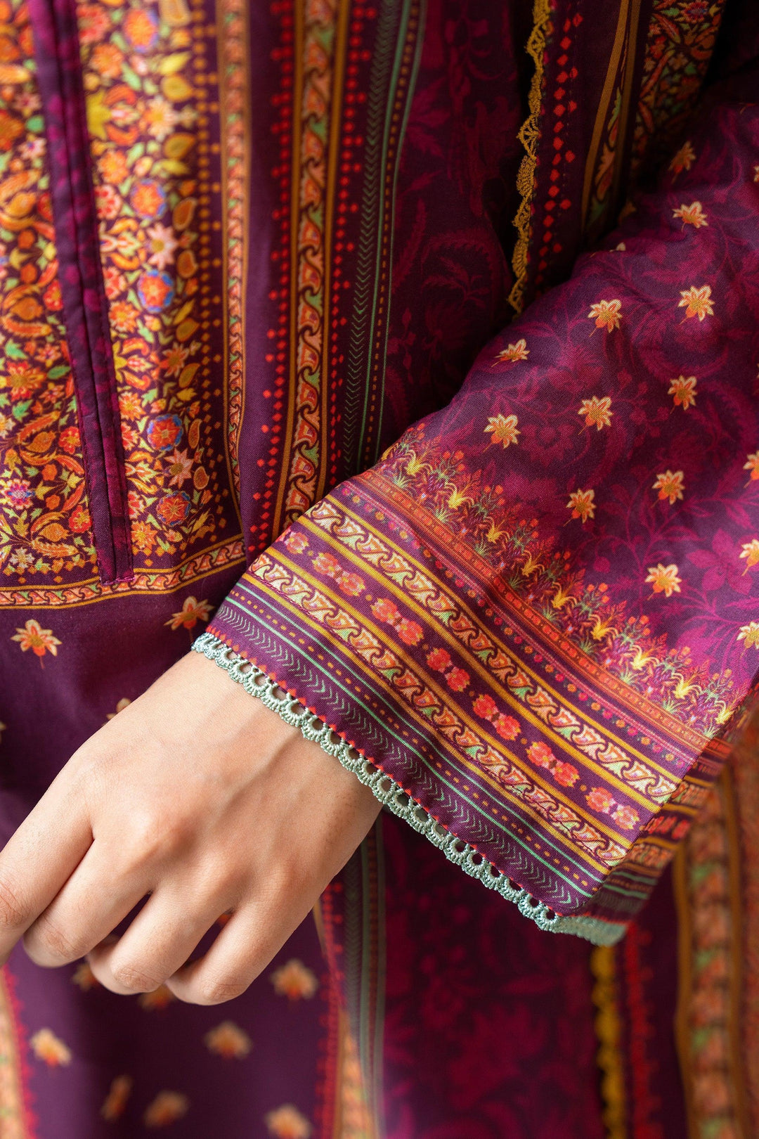 3 Piece Unstitched Tyrian Purple Premium Printed Law Suit - Jacquard Clothing Summer 2026