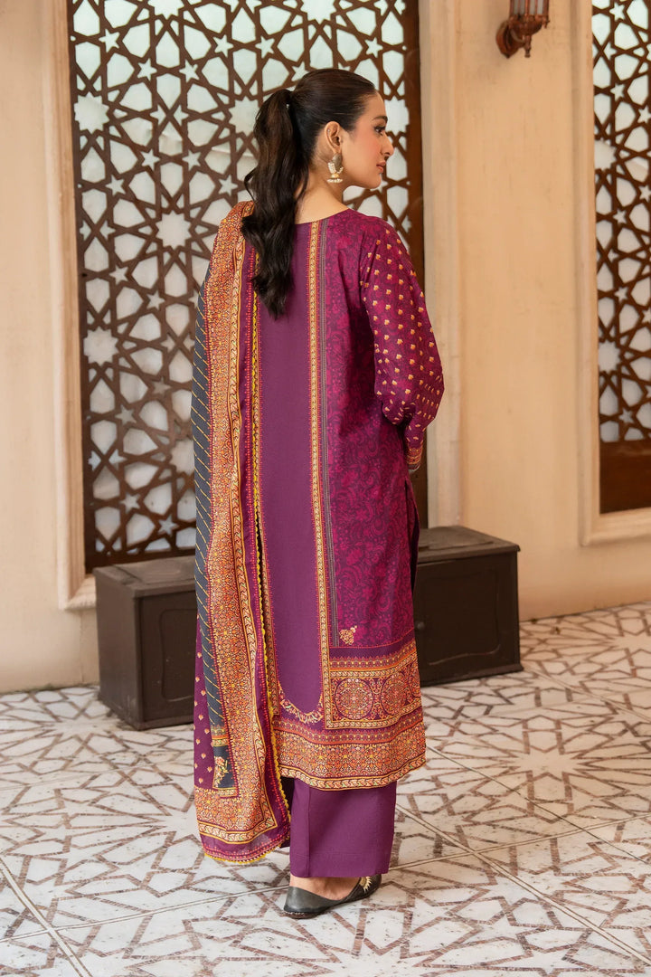 3 Piece Unstitched Tyrian Purple Premium Printed Law Suit - Jacquard Clothing Summer 2026