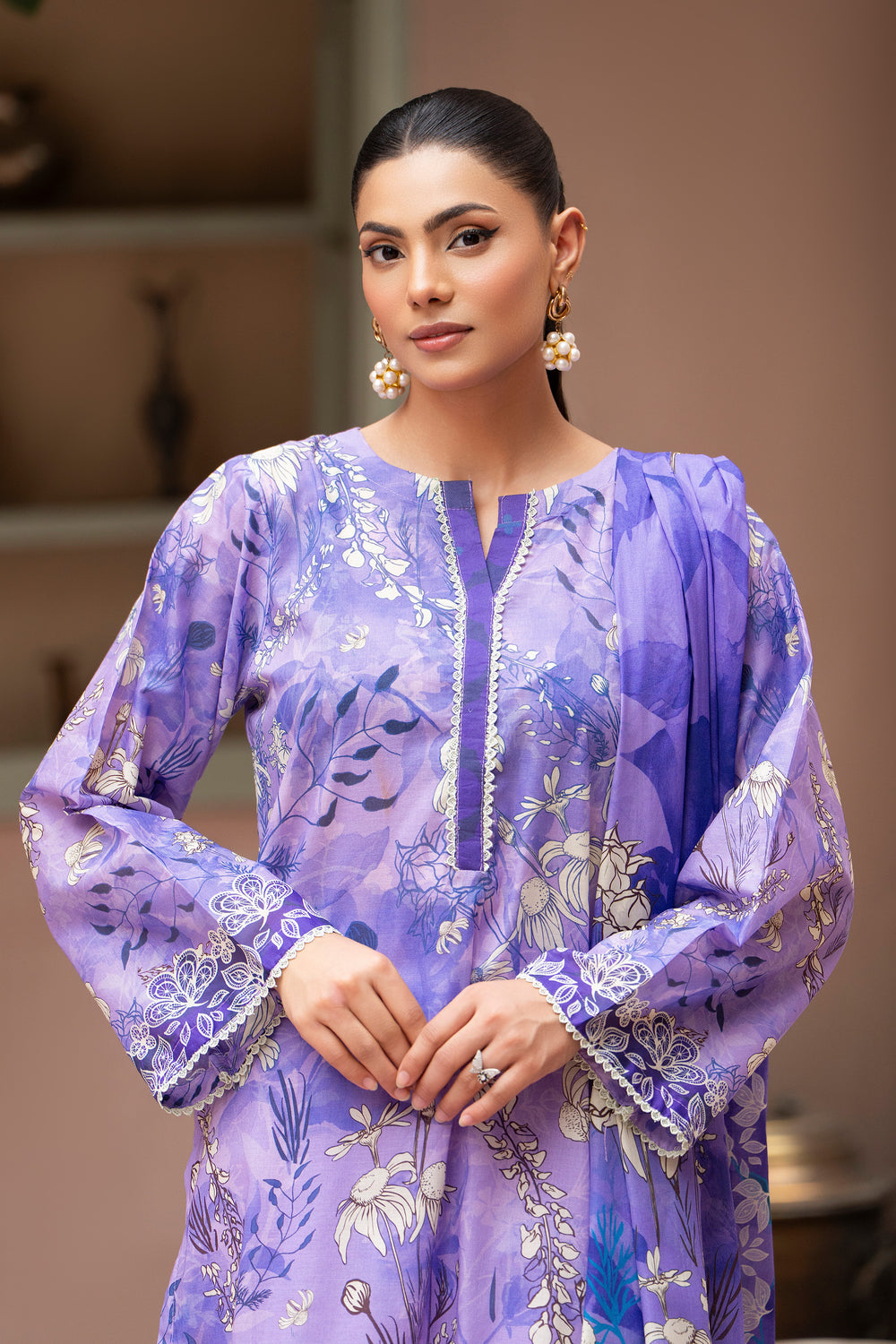 3 Piece Unstitched Violet Lawn - SU25V21-S9 - JAQUARD CLOTHING