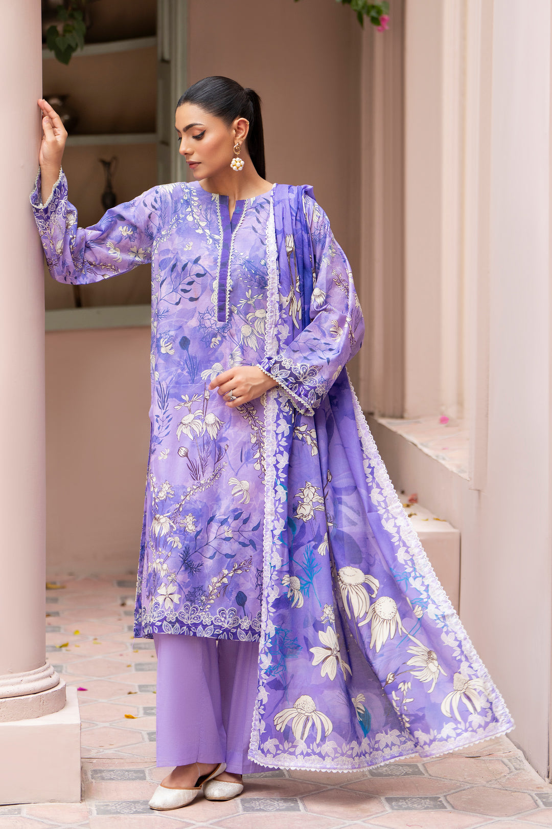 3 Piece Unstitched Violet Lawn - SU25V21-S9 - JAQUARD CLOTHING