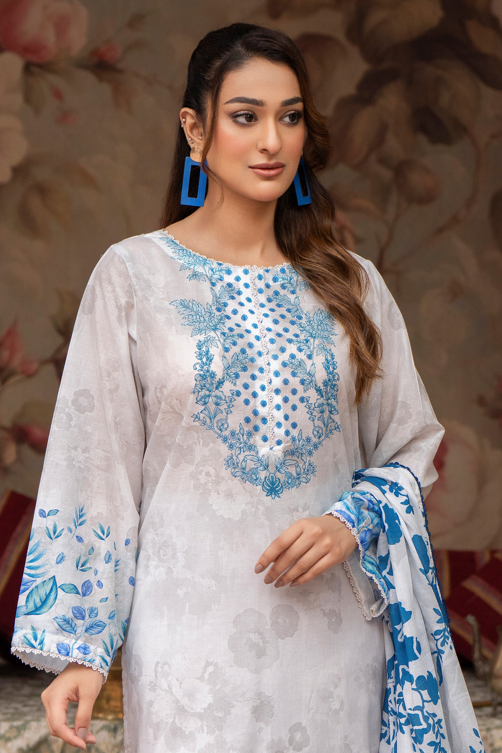 3 Piece Unstitched White Lawn - SU25V22-S10 - JAQUARD CLOTHING