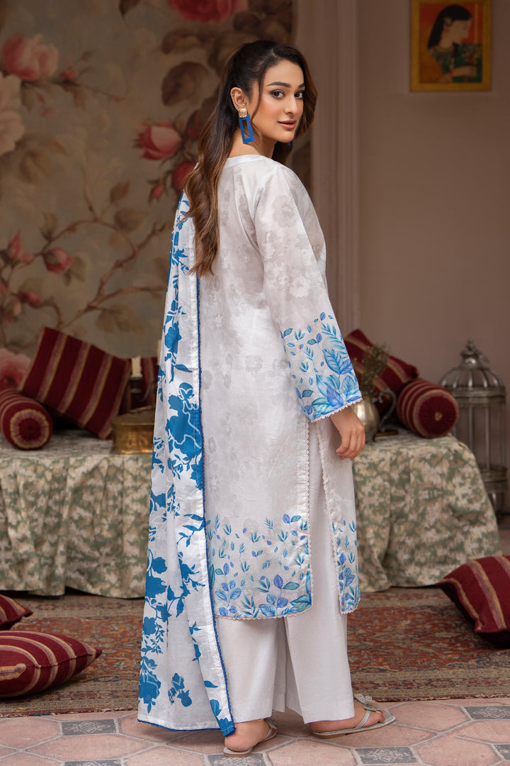 3 Piece Unstitched White Lawn - SU25V22-S10 - JAQUARD CLOTHING