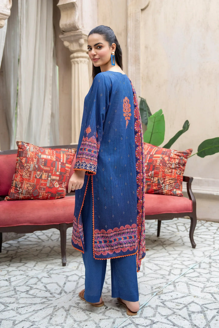 3 Piece Unstitched Yale blue Premium Printed Lawn Suit - Jacquard Clothing Summer 2026