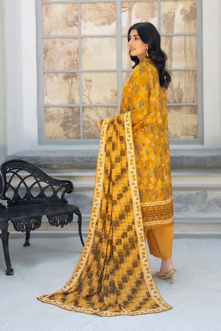 3 Piece Unstitched Yellow Premium Linen