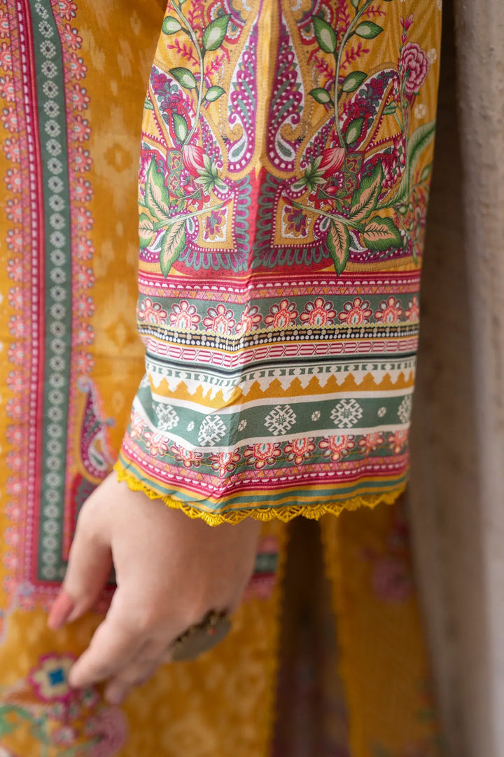 3 Piece Unstitched Yellow Premium Printed Lawn Suit - Jacquard Clothing Summer 2026