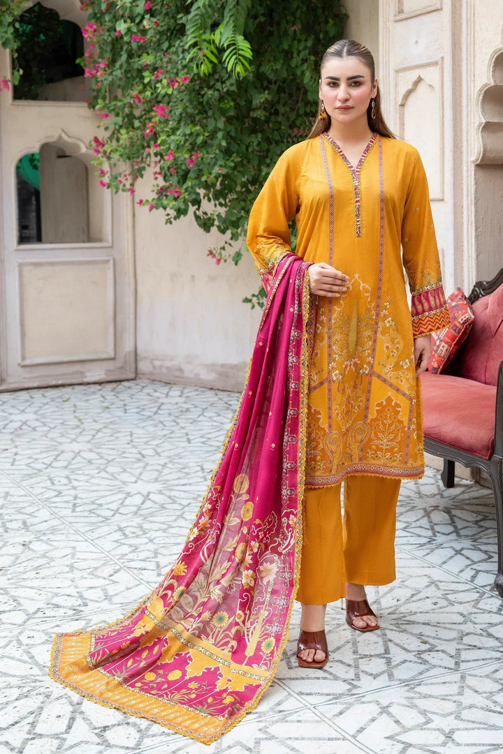 3 Piece Unstitched orange Printed Lawn Suit - Jacquard Clothing Summer 2026