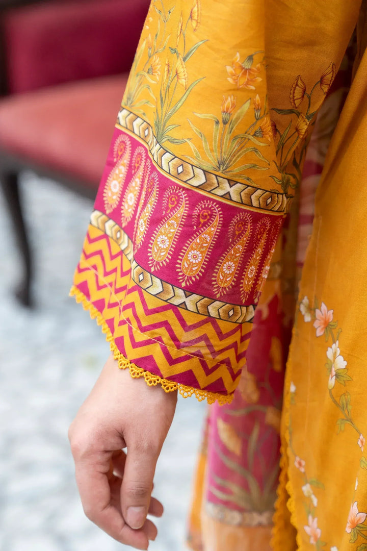 3 Piece Unstitched orange Printed Lawn Suit - Jacquard Clothing Summer 2026