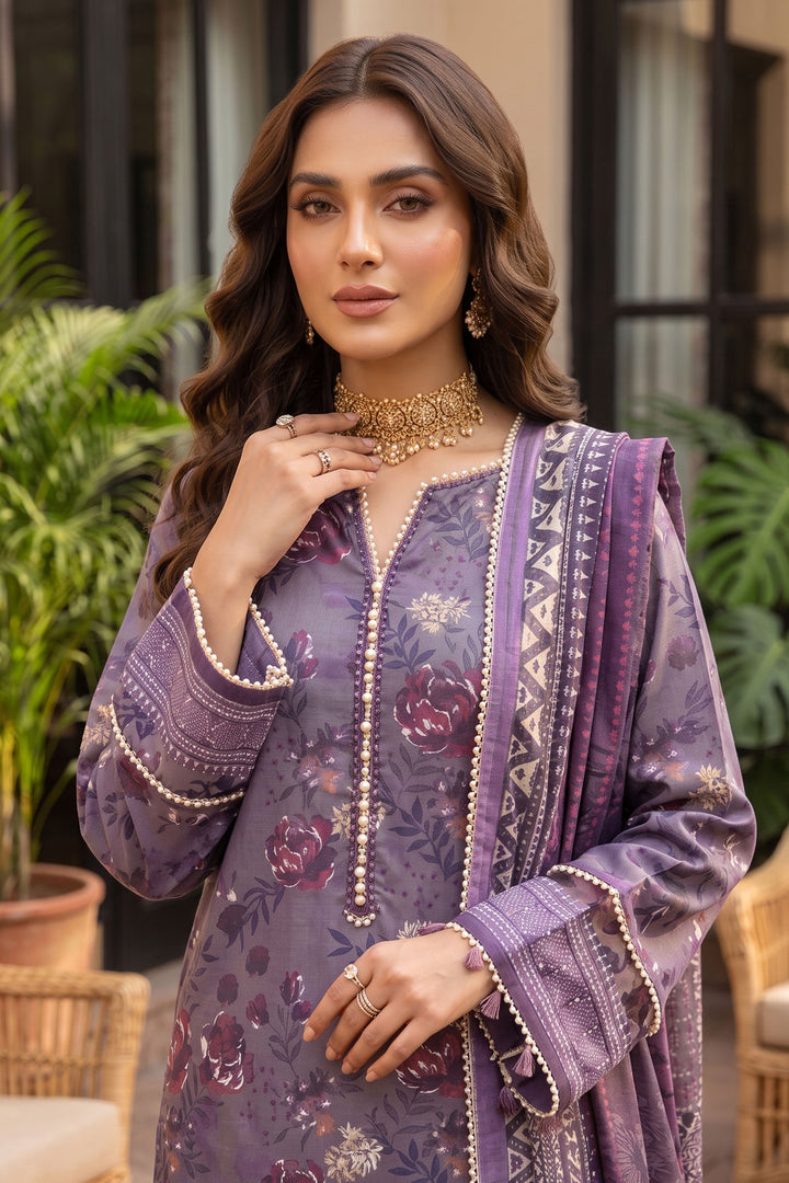 Lavender 3 Piece Unstitched Premium Printed Lawn
