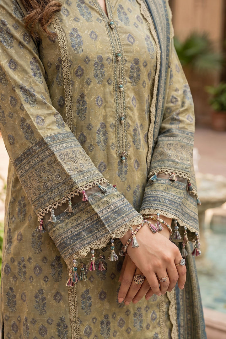 Khaki 3 Piece Unstitched Premium Printed Lawn