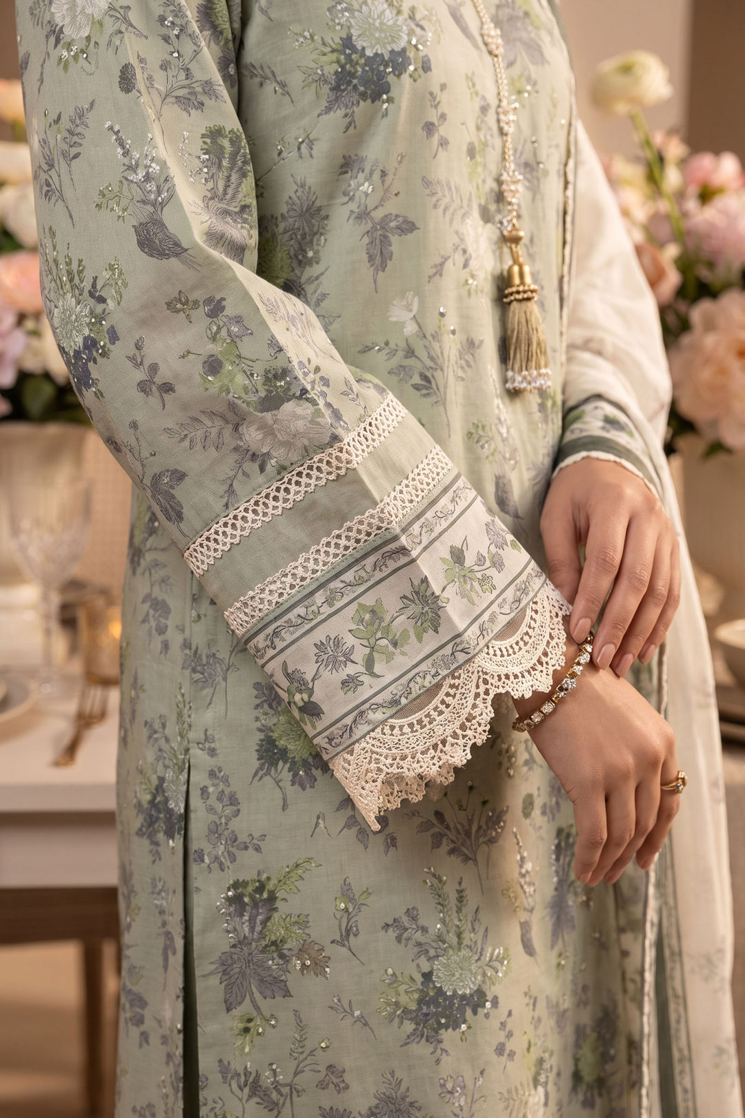 Vintage Green 3 Piece Unstitched Premium Printed Lawn