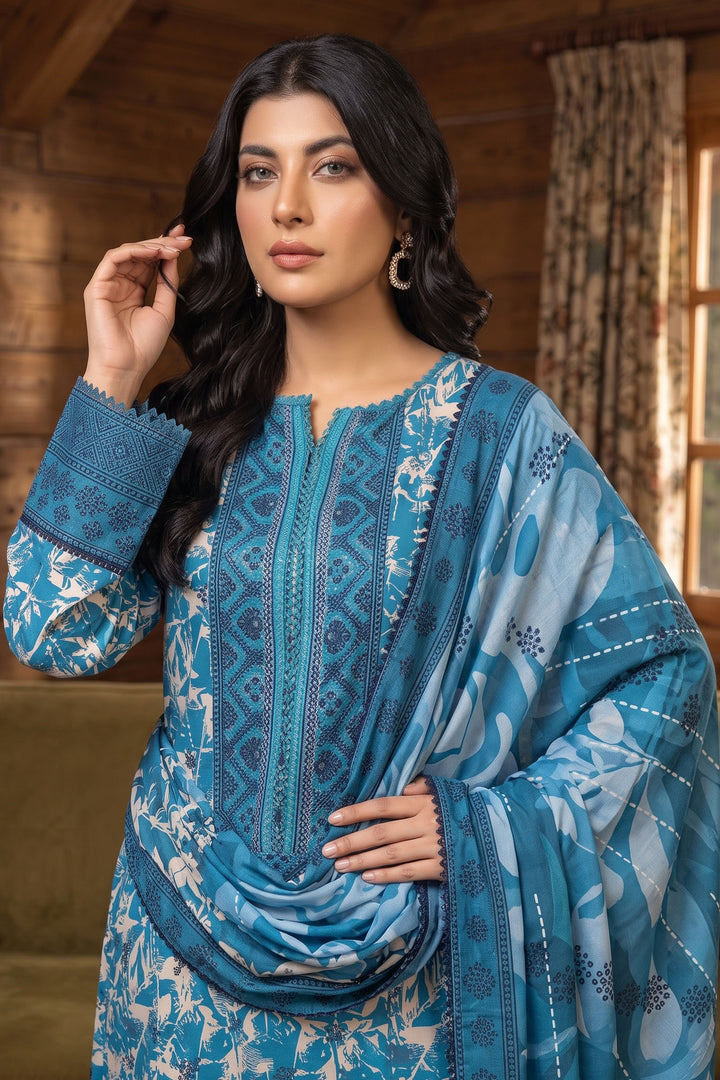 3 Piece Unstitched Blue Premium Linen