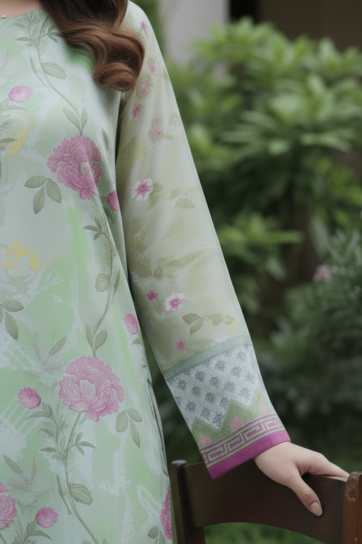 Laurel Green 2 Piece Unstitched Printed Cambric Co-Ord Set
