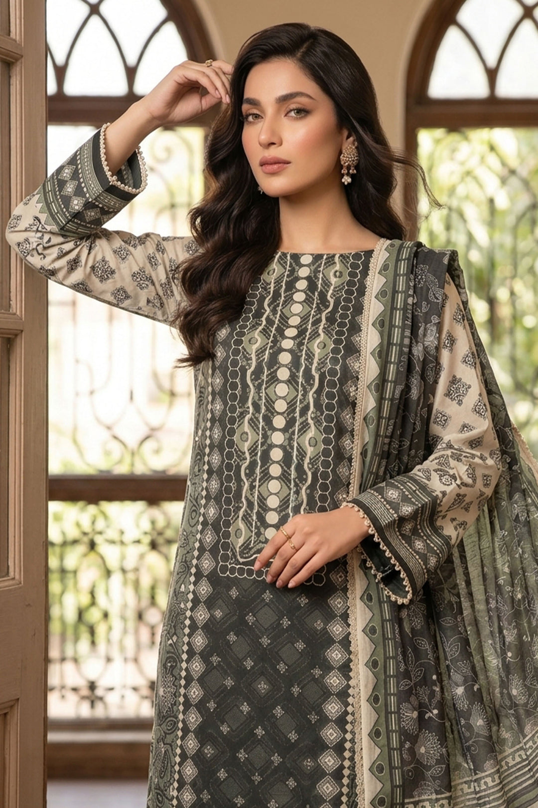 Black Olive 3 Piece Unstitched Premium Printed Lawn