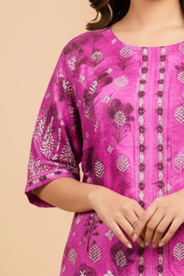 Unstitched Premium Deep Pink Printed Co-Ord Set