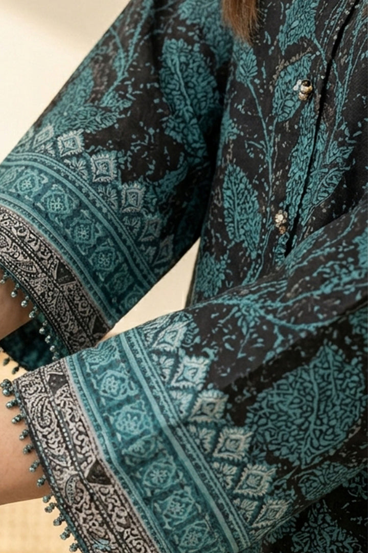 Pine Green 2 Piece Unstitched Printed Cambric Co-Ord Set
