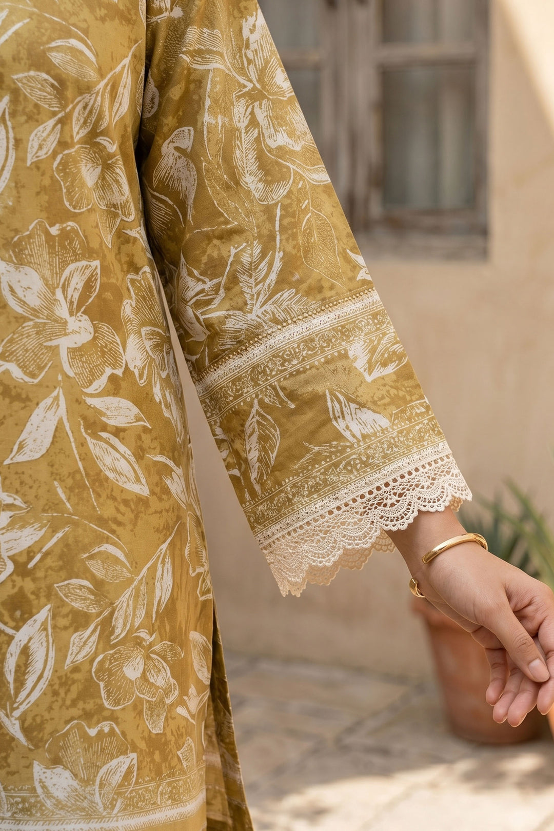 2 Piece Unstitched Premium Dark Goldenrod Printed Co-Ord Set