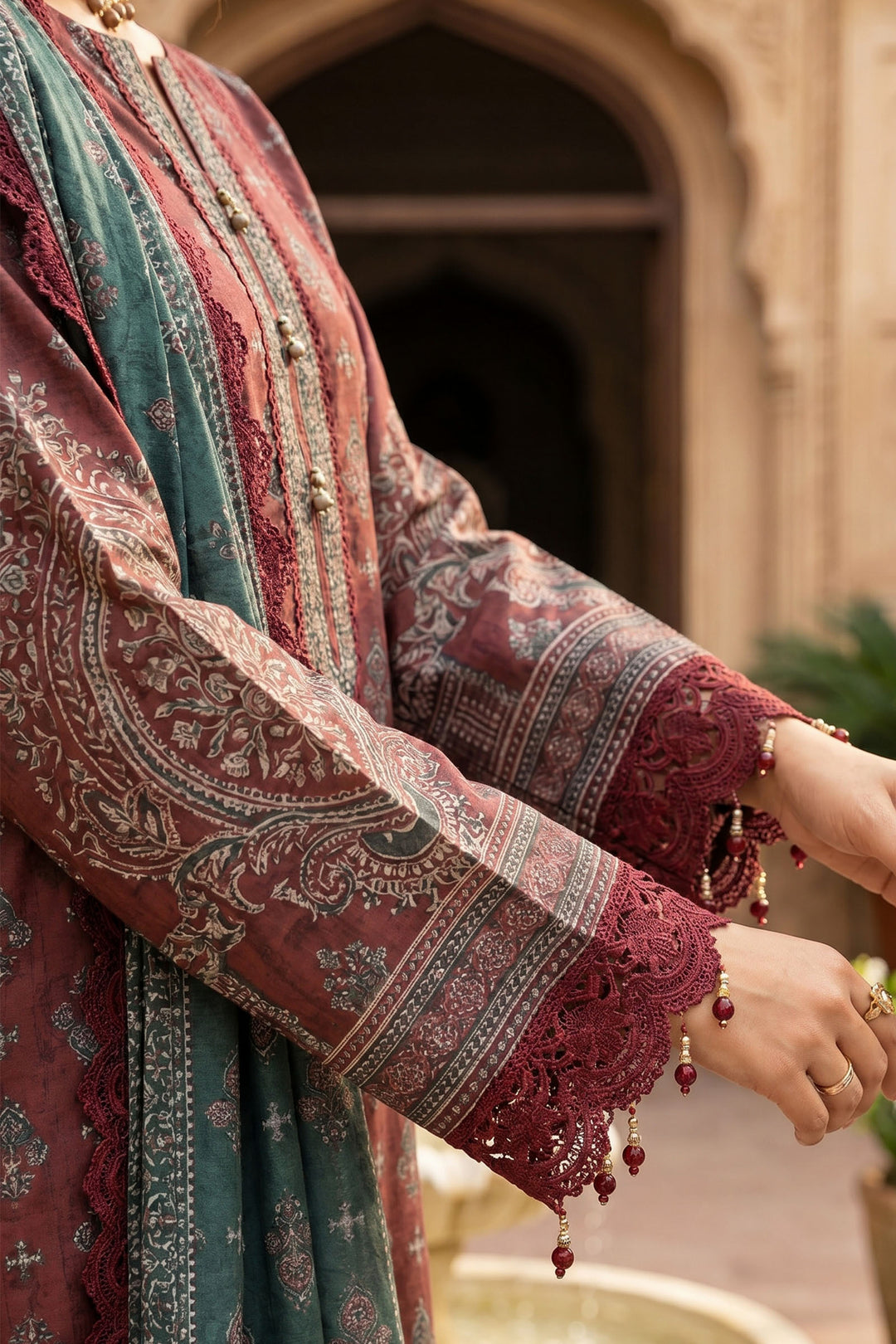Wine 3 Piece Unstitched Premium Printed Lawn
