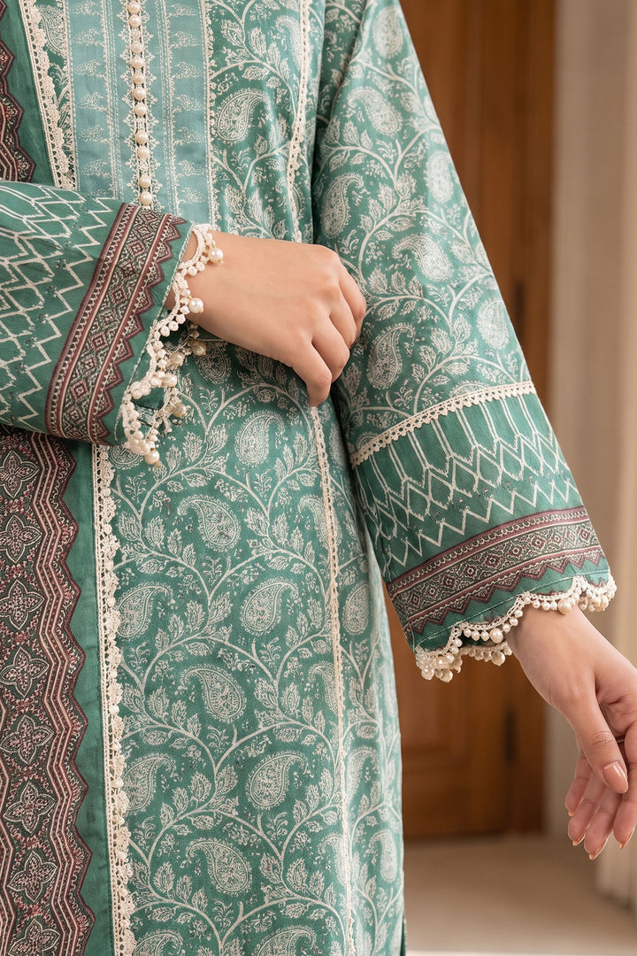 Green Cyan 3 Piece Unstitched Premium Printed Lawn