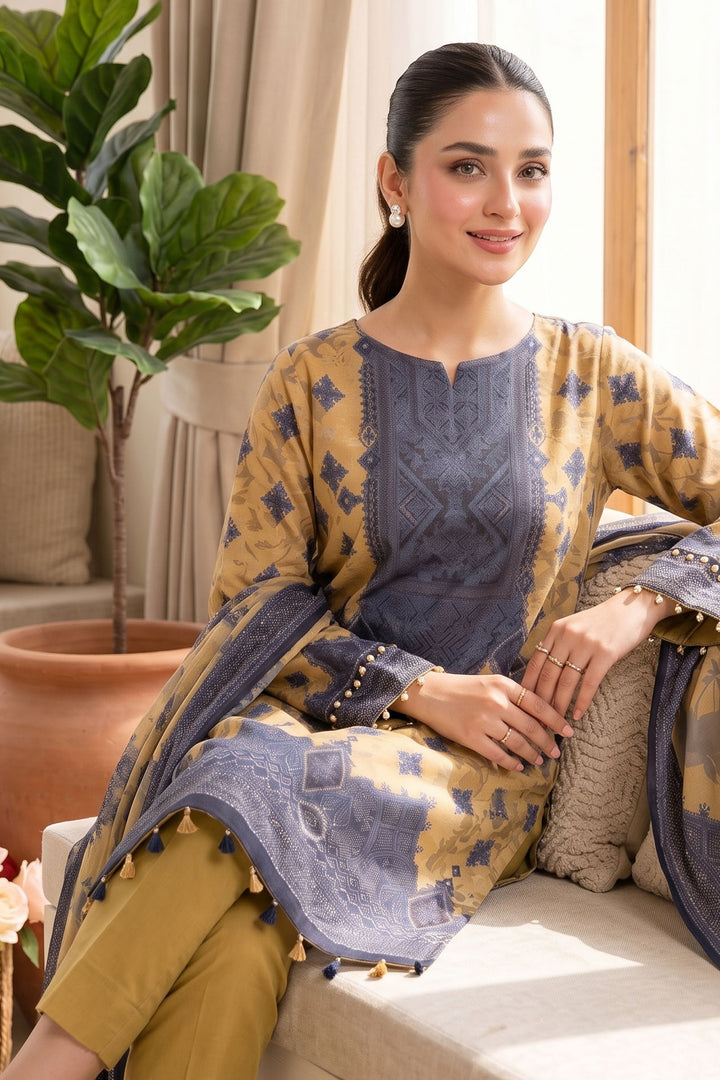 Mustard 3 Piece Unstitched Premium Printed Lawn