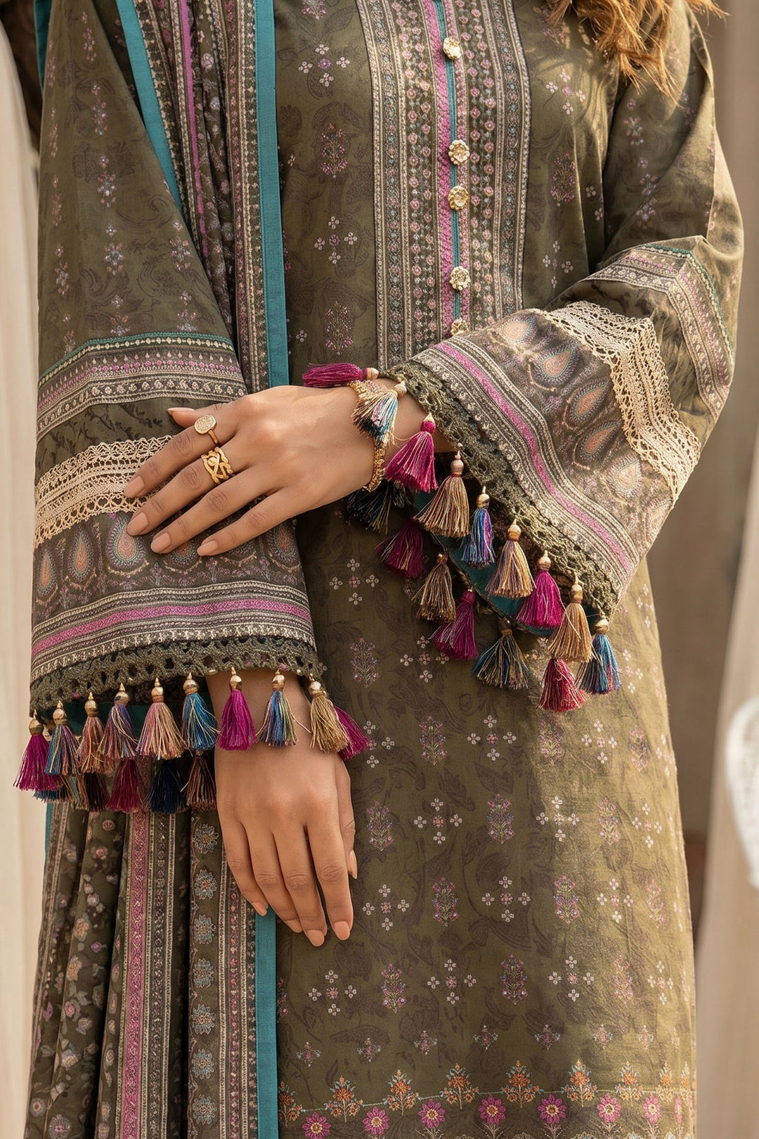 Mehndi 3 Piece Unstitched Premium Printed Lawn
