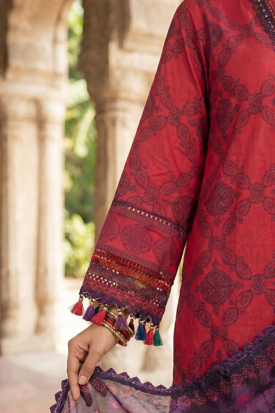 Upsdell Red 3 Piece Unstitched Premium Printed Lawn