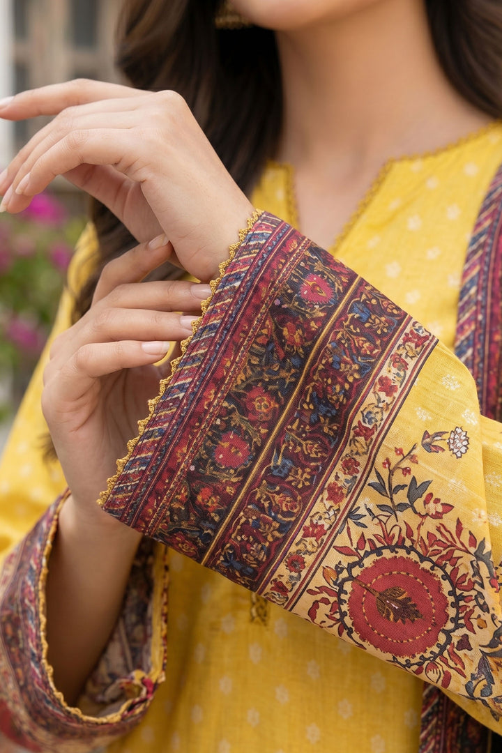 3 Piece Unstitched Yellow Premium Lawn