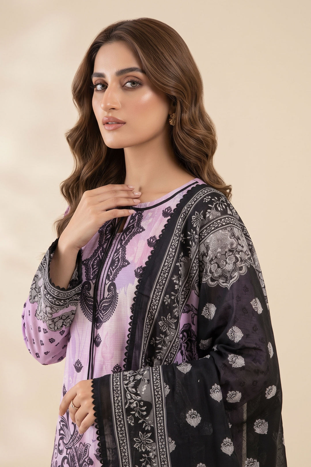3 Piece Unstitched Lavender Khaddar