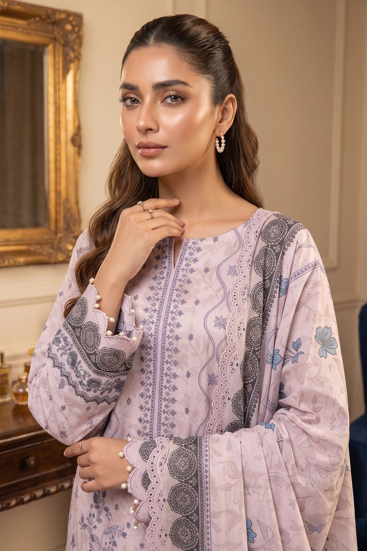 Light Pink 3 Piece Unstitched Premium Printed Lawn