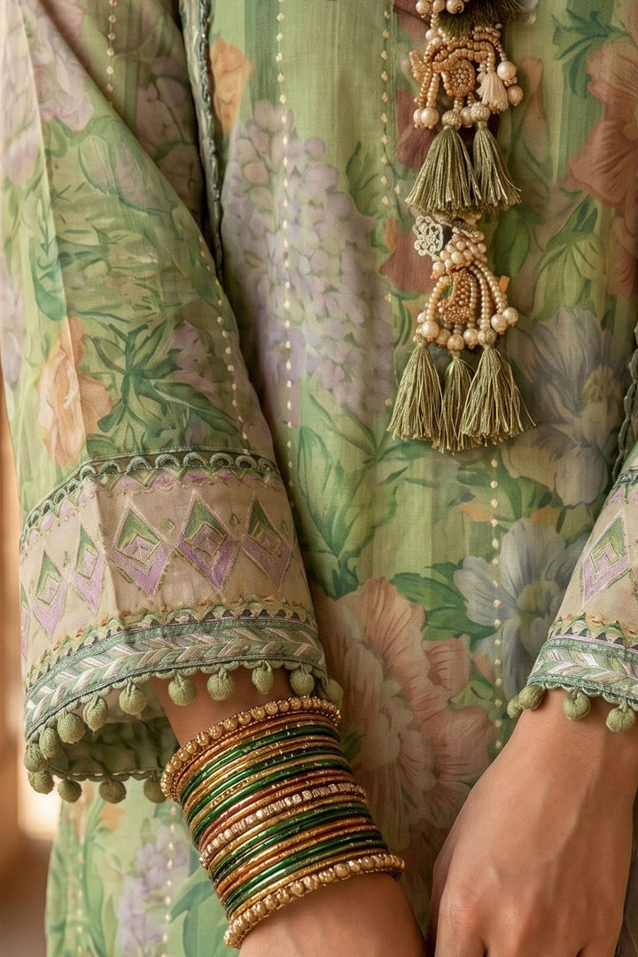 3 Piece Unstitched Green Premium Lawn