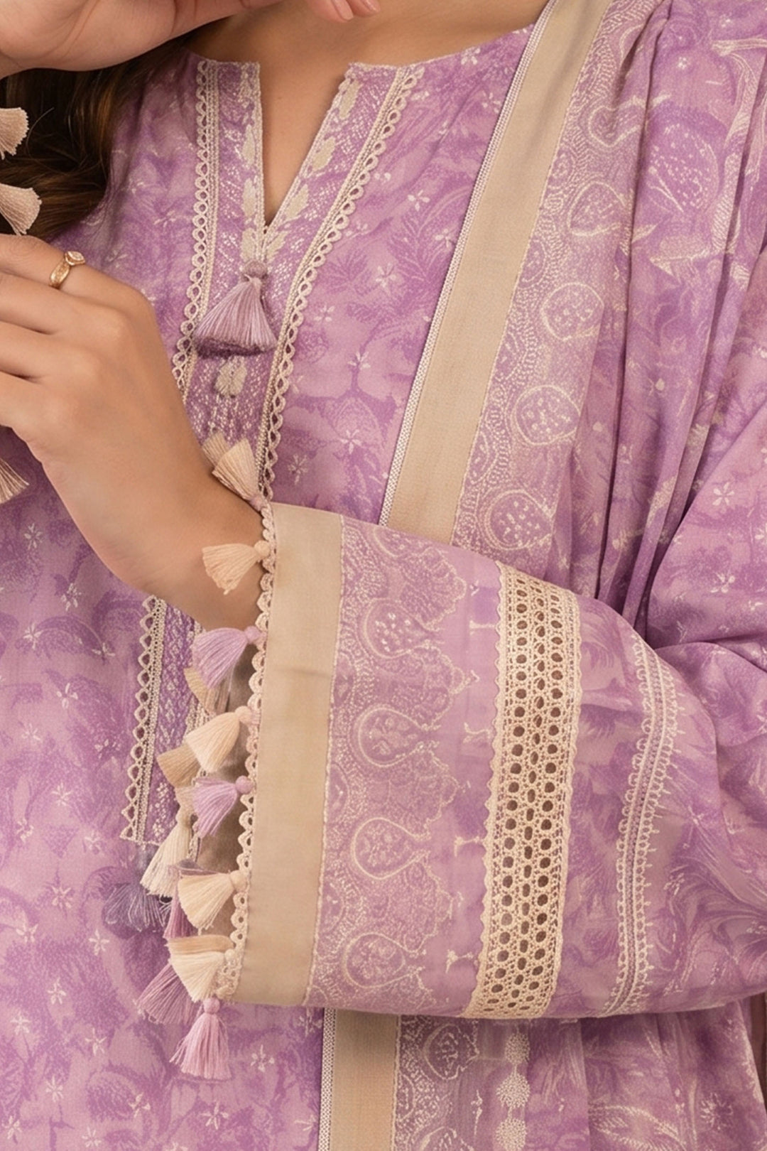 Lavender 3 Piece Unstitched Premium Printed Lawn