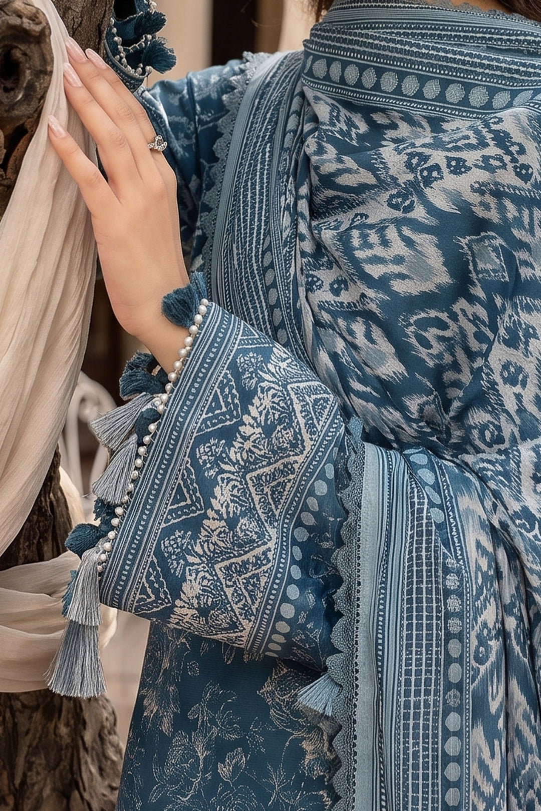 Blue 3 Piece Unstitched Premium Printed Lawn