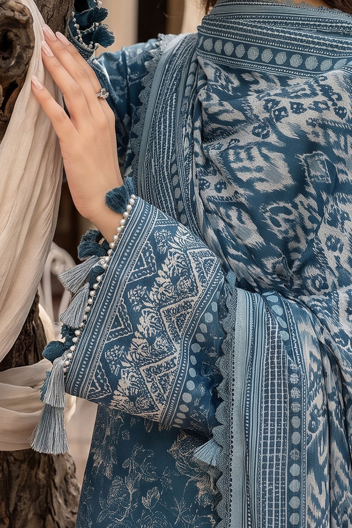 Blue 3 Piece Unstitched Premium Printed Lawn