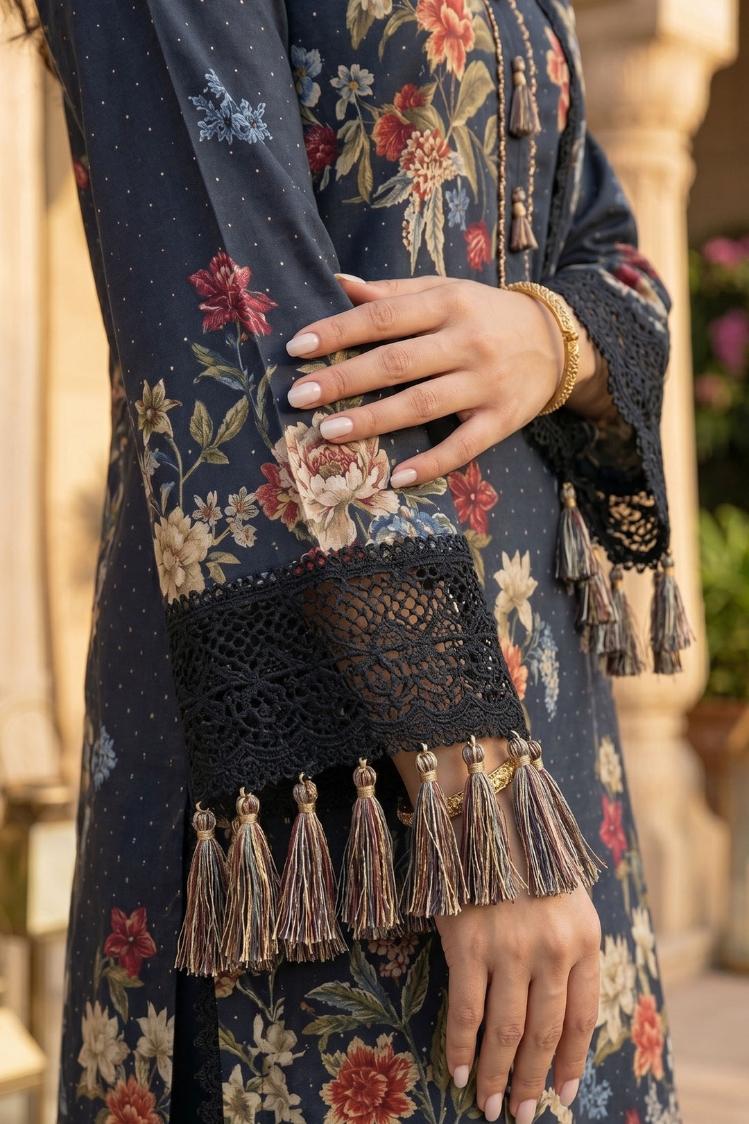 3 Piece Unstitched Black Premium Lawn