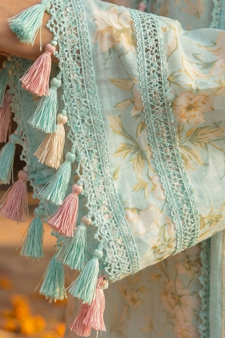 3 Piece Unstitched Aqua Blue Premium Lawn
