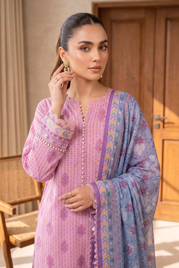 Pink 3 Piece Unstitched Premium Printed Lawn
