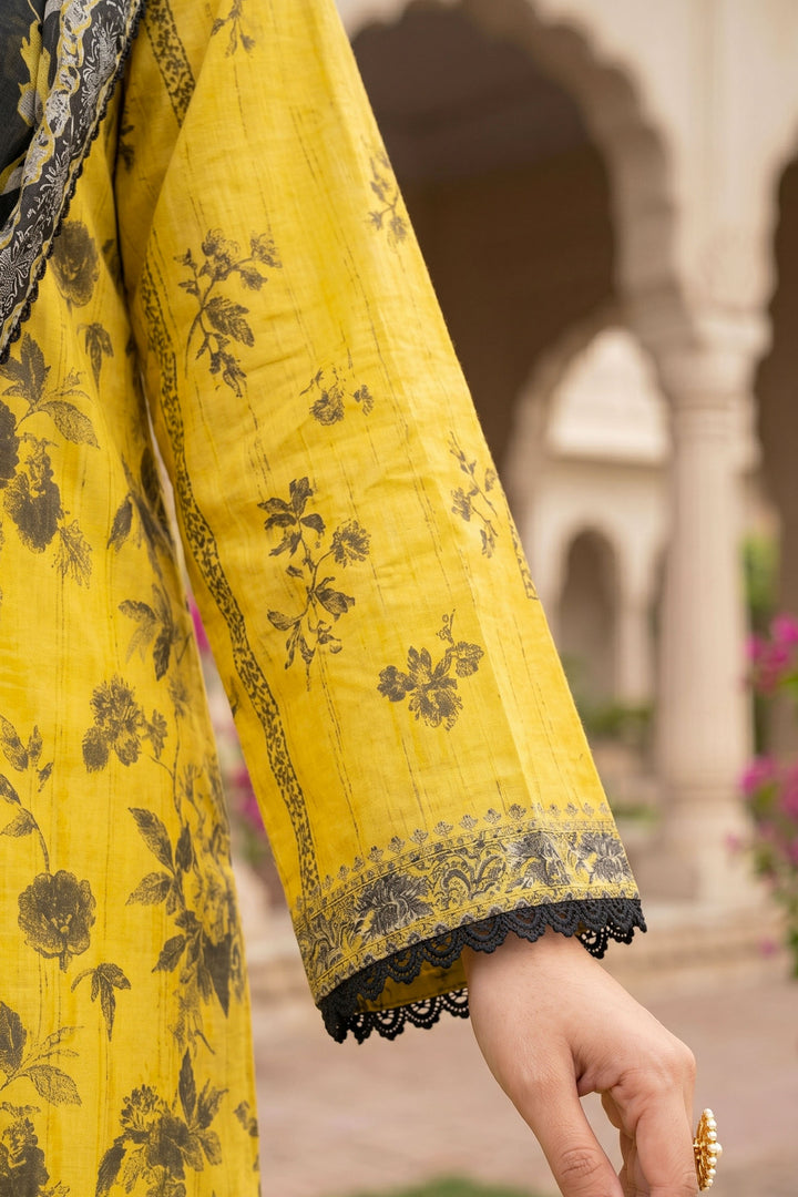 3 Piece Unstitched Yellow Premium Lawn