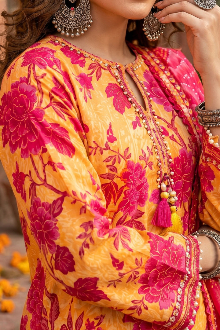 3 Piece Unstitched Mustard Premium Lawn