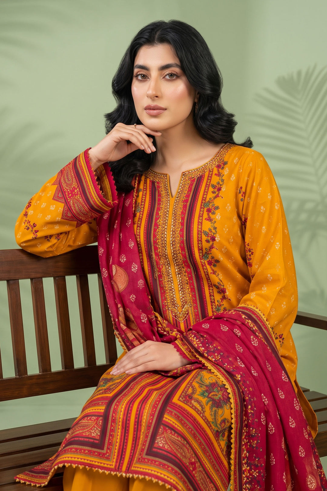 3 Piece Unstitched Orange Premium Linen