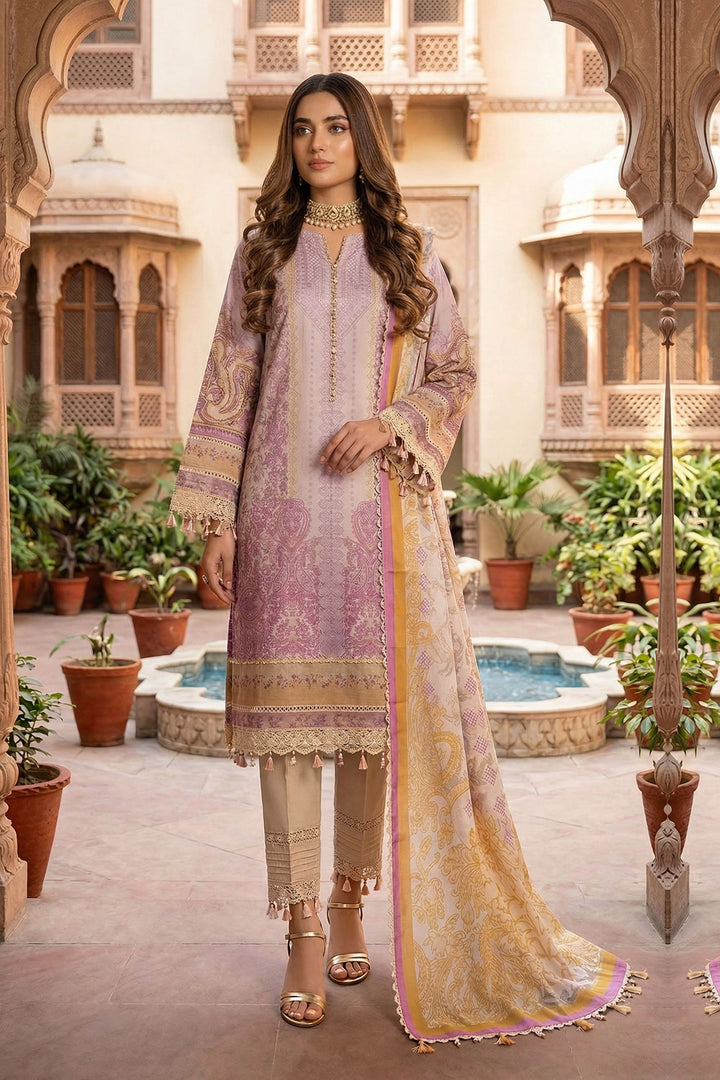 Light Pink 3 Piece Unstitched Premium Printed Lawn