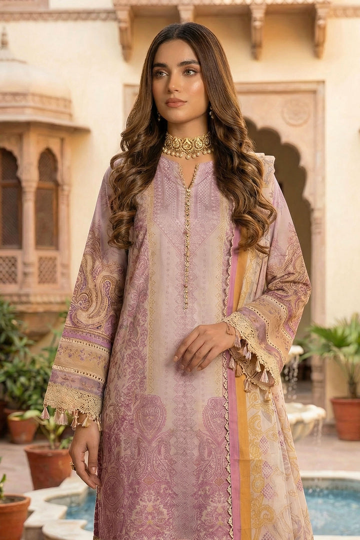 Light Pink 3 Piece Unstitched Premium Printed Lawn