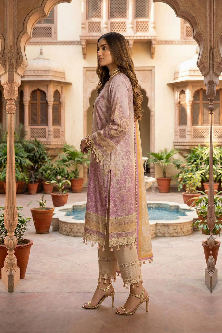 Light Pink 3 Piece Unstitched Premium Printed Lawn