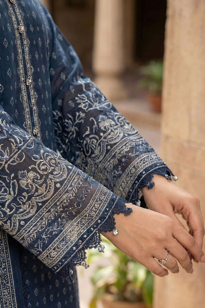 Blue 3 Piece Unstitched Premium Printed Lawn