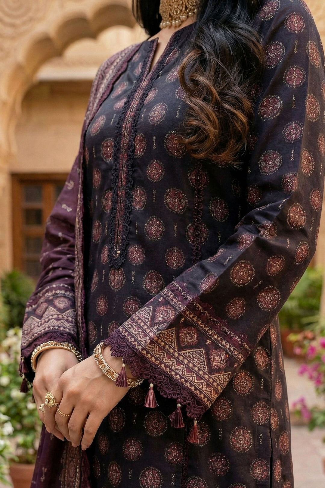 Black 3 Piece Unstitched Premium Printed Lawn