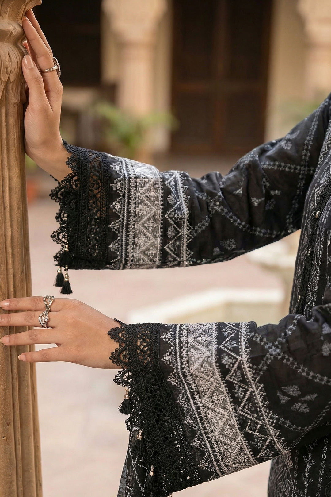 Black 3 Piece Unstitched Premium Printed Lawn
