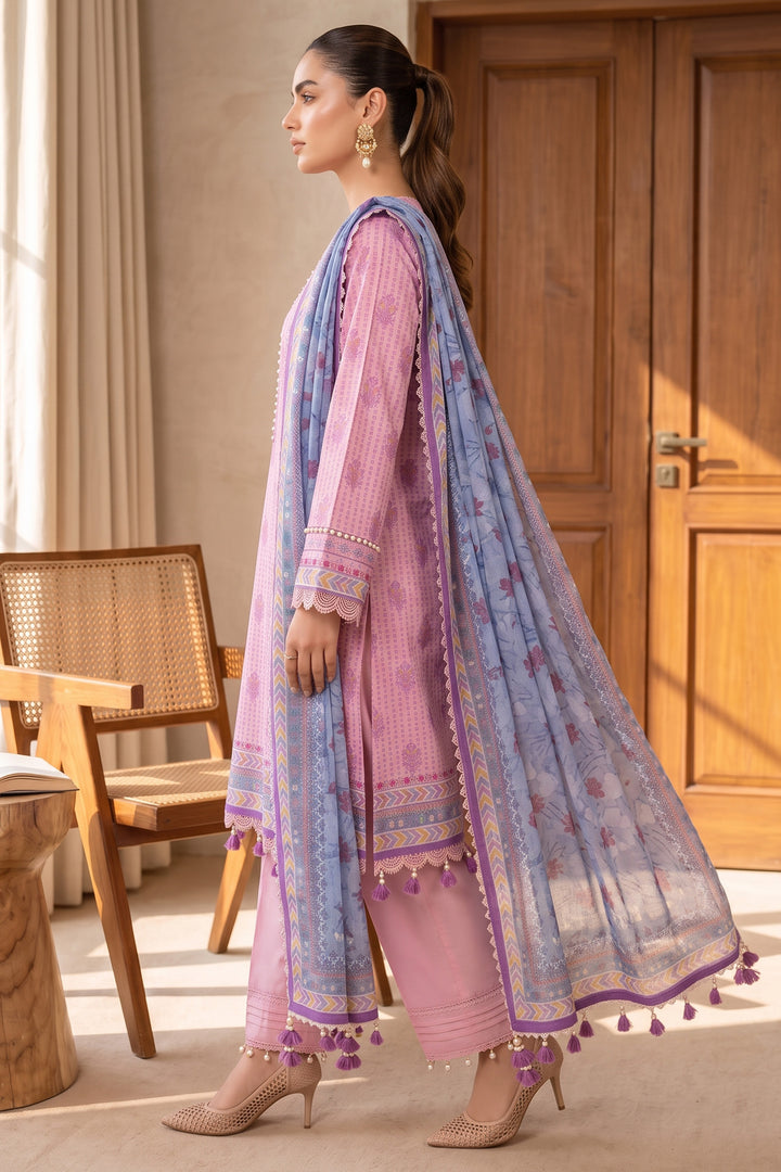 Pink 3 Piece Unstitched Premium Printed Lawn