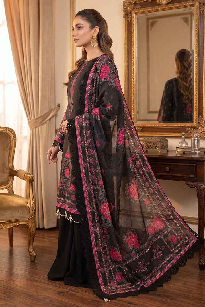Black 3 Piece Unstitched Premium Printed Lawn