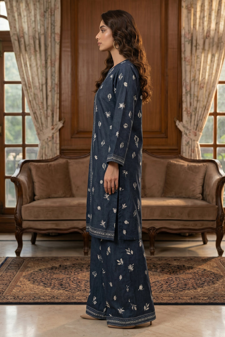 Charcoal 2 Piece Unstitched Printed Cambric Co-Ord Set