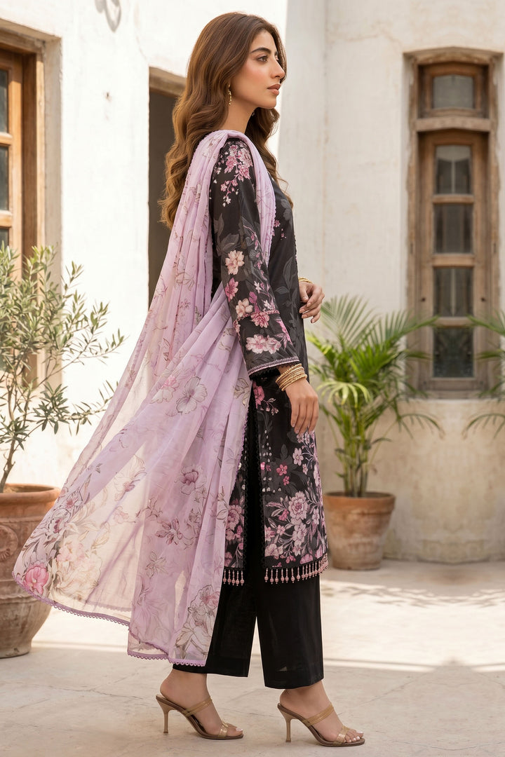 3 Piece Unstitched Chic Black Premium Lawn