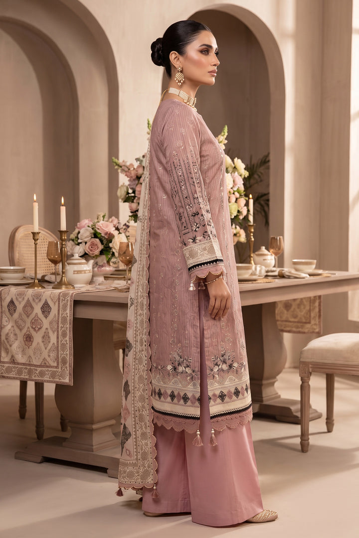 Dusty Pink 3 Piece Unstitched Premium Printed Lawn