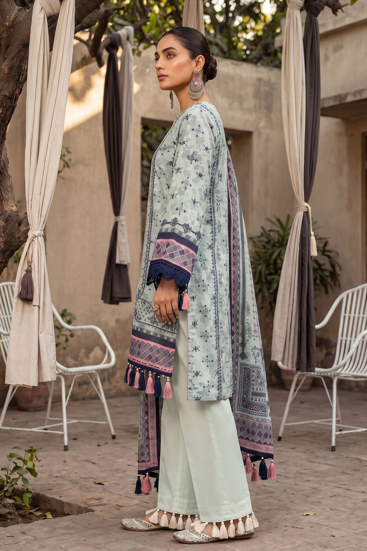 Light Green 3 Piece Unstitched Premium Printed Lawn